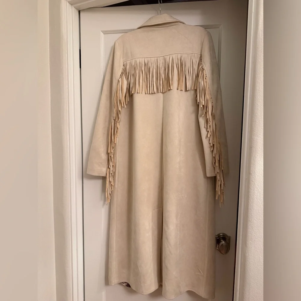 Skies Are Blue Western Fringe Long Coat - Picture 3 of 12